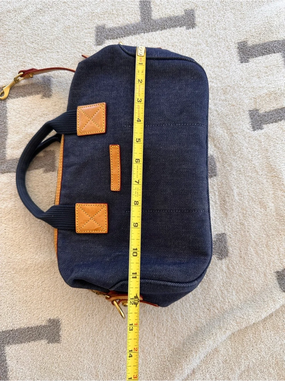 Vintage Navy Denim Crossbody Bag Dooney